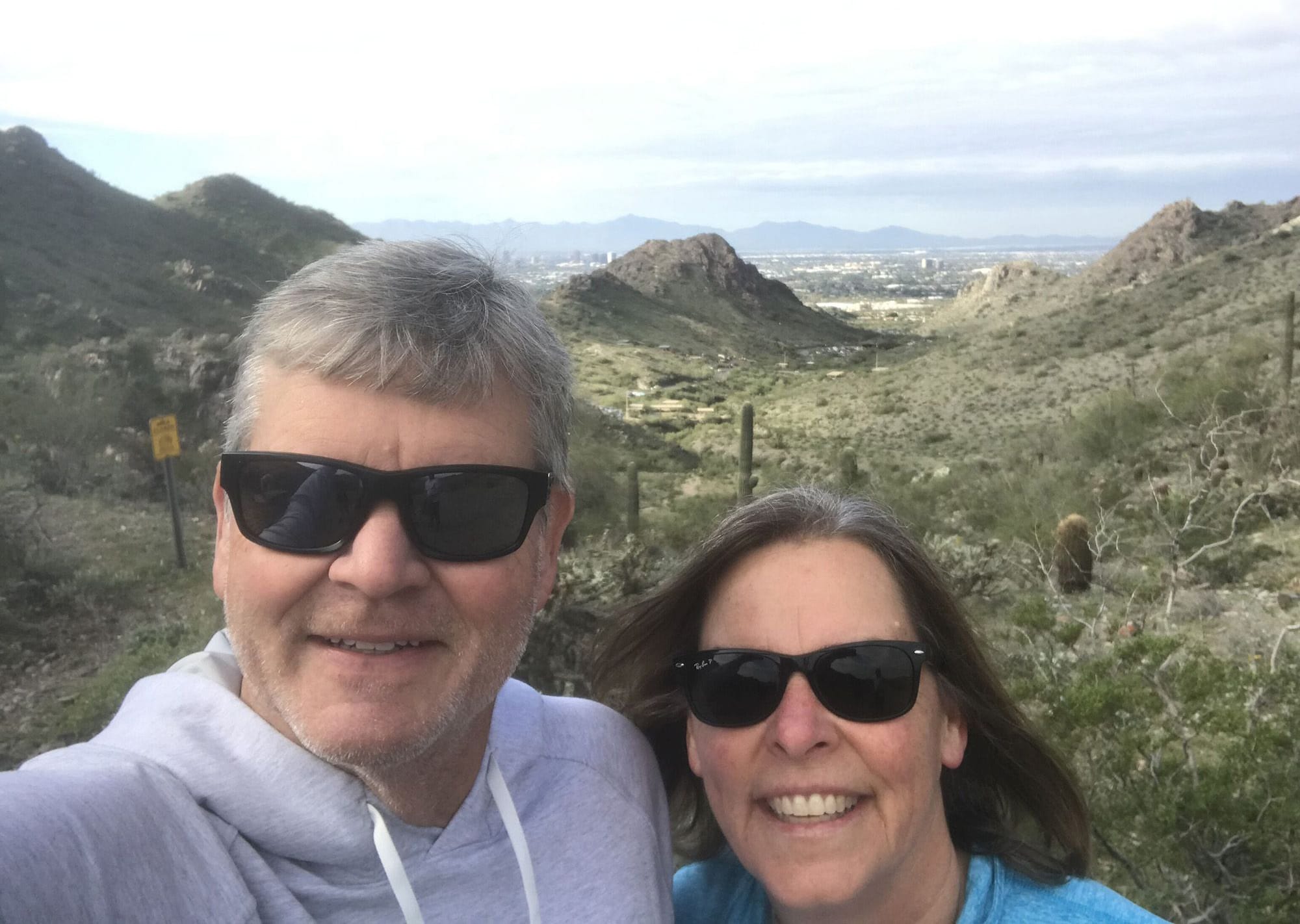 Brook Williams and his wife on a hike